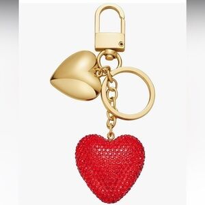 LILIE&WHITE Gold Keychain For Women W/ Puffy Heart Charm Gold Bag Charm Handbag